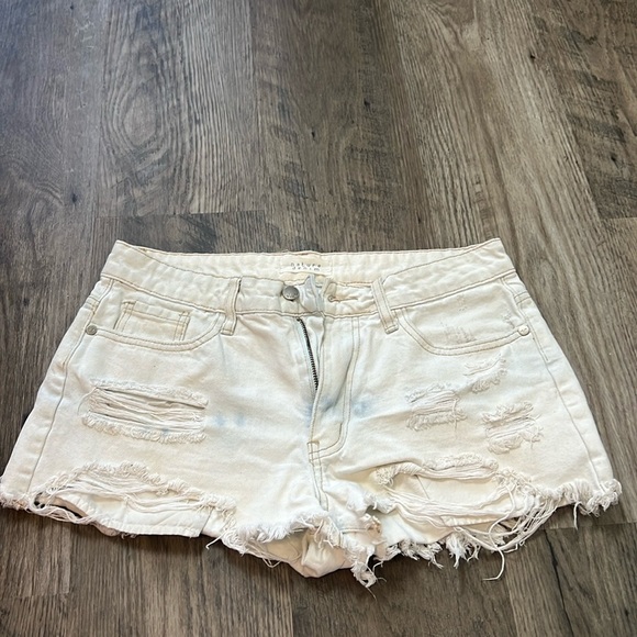 Light Wash Distressed Denim Shorts - Picture 1 of 4